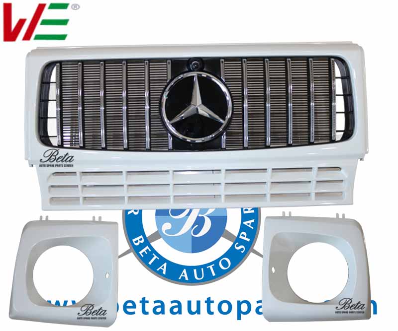 Radiator Grille GT Look and Headlamp Frame -White for Mercedes G-Class W463 2014-2016 models, Part Number 4638881A00