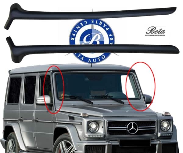 Door Pillars Set Matt Black color for Mercedes G-Class W463 1992-2017 models, Part Number 4636980130 / 4636980230