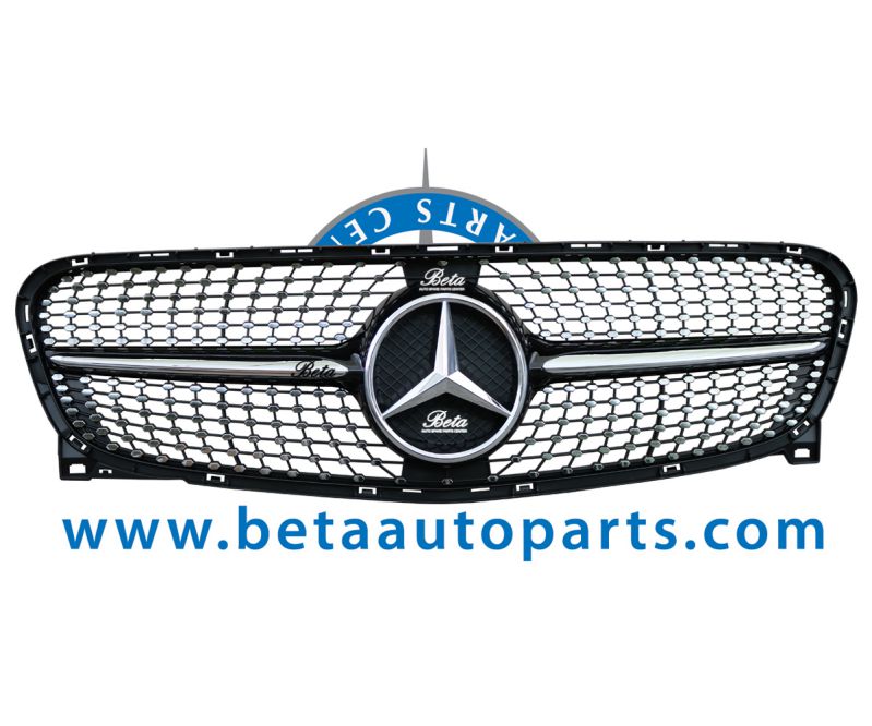 Radiator Grille Diamond Look -Black for Mercedes GLA-Class X156 2014-2016 models, Part Number 1568881A60