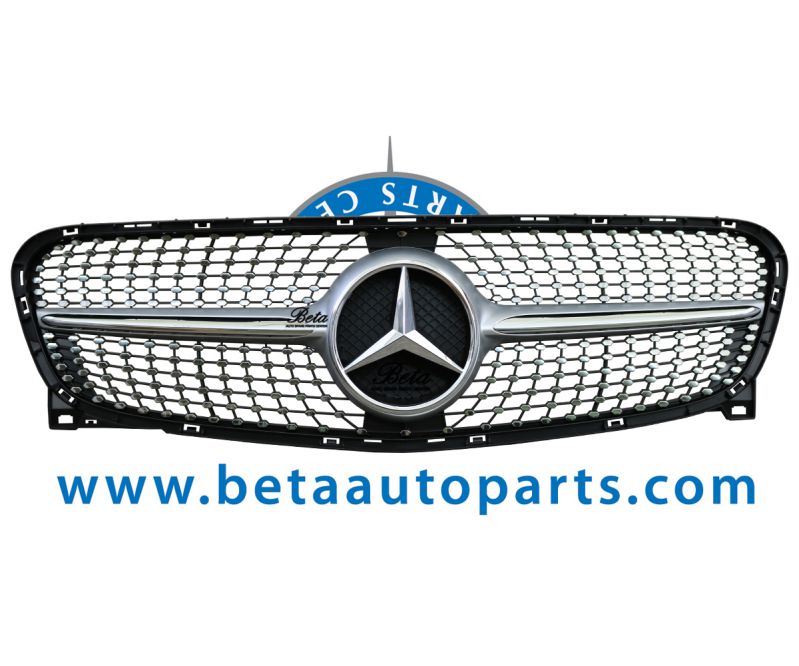 Radiator Grille Diamond Look -Silver for Mercedes GLA-Class X156 2014-2016 models, Part Number 1568881A60