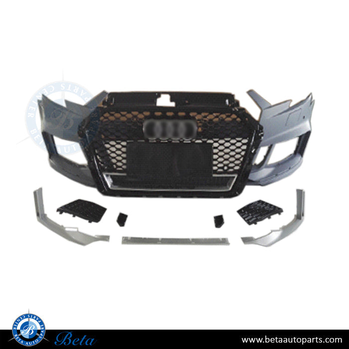 Audi A3 (2017-up), RS3 Look Front Bumper with Grille, China, 8V5807065T RS3