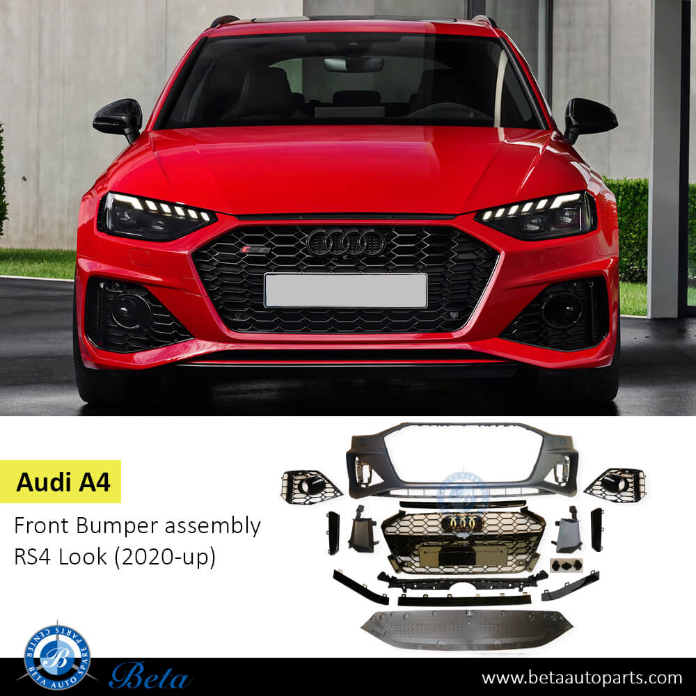 Audi A4 (2020-Up), Front Bumper with PDC and Park Assist RS4 Look, China, 8W0807065BK