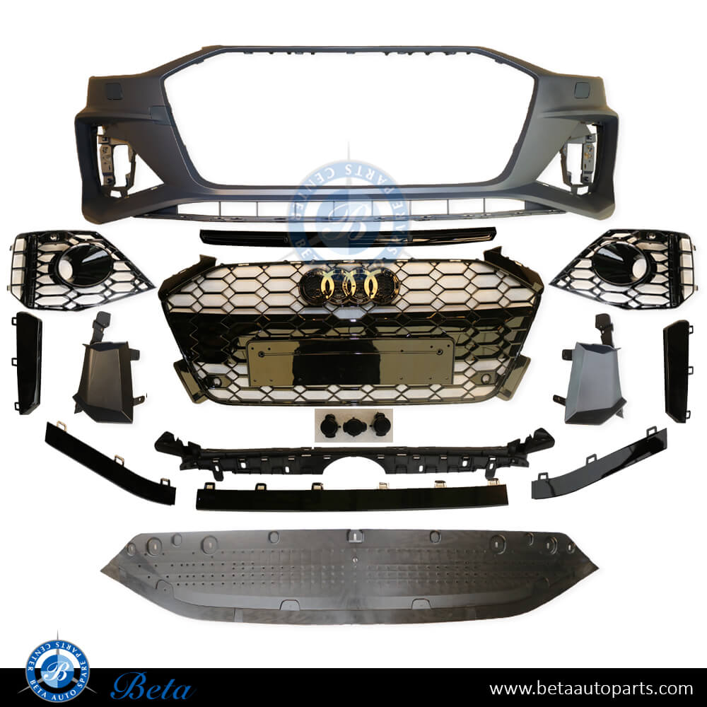 Audi A4 (2020-Up), Front Bumper with PDC and Park Assist RS4 Look, China, 8W0807065BK