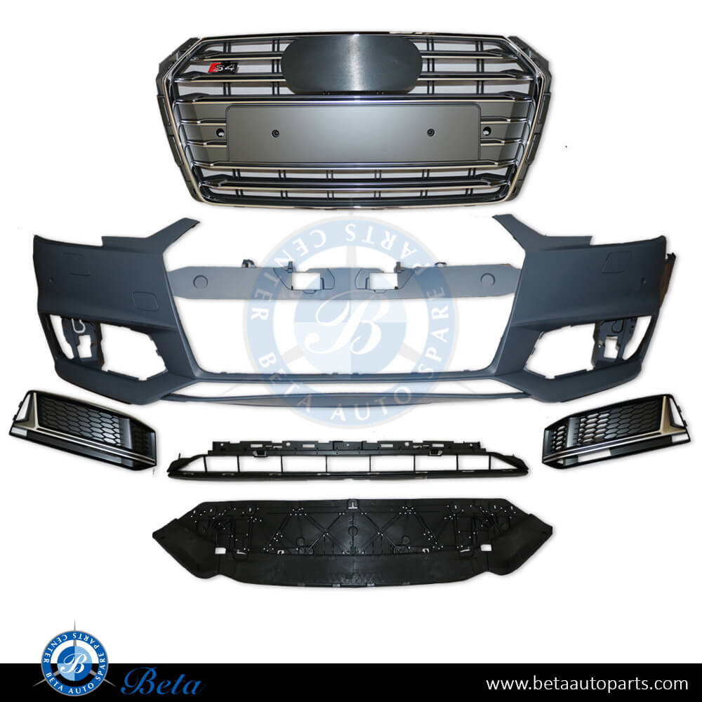 Audi A4 S4 (2016-up), Front Bumper Assembly with PDC, Washer, Grille, China, 8W0807065K