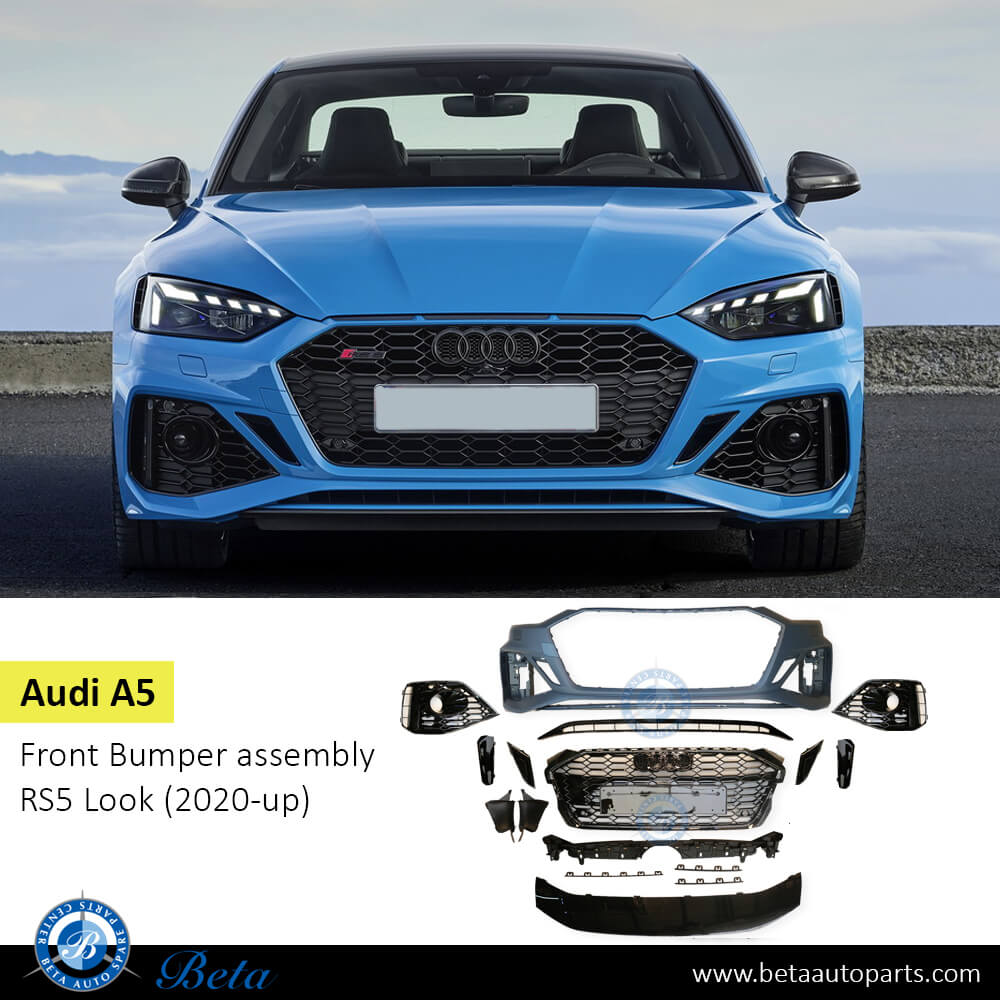 Audi A5 (2020-Up), Front Bumper with PDC and Park Assist RS5 Look, China, 8W6807065AG