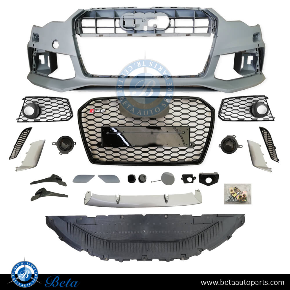 RS6 Look Front Bumper with Radiator Grille for Audi A6 2011-2014 models, Part Number 4G0807065M