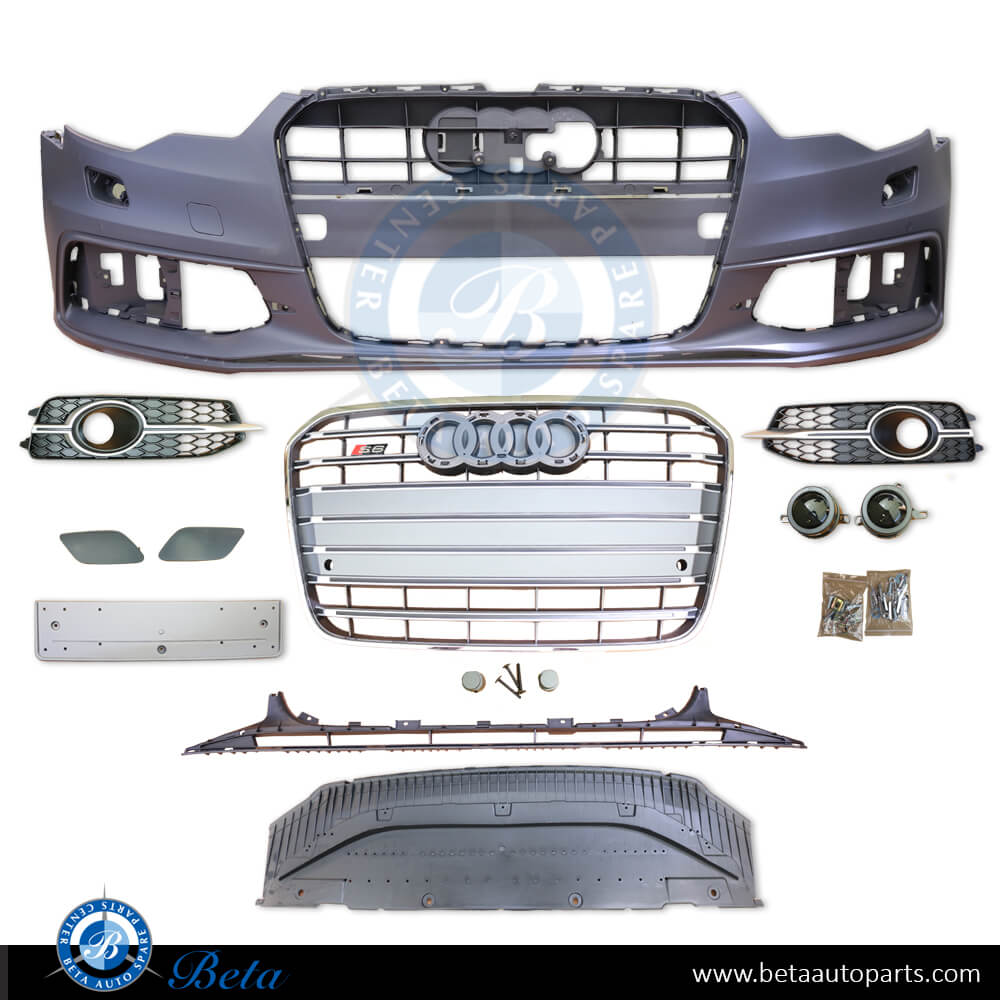 Front Bumper Assembly with Grille and PDC for Audi A6 S6 2011-2014 models, Part Number 4G0807065D