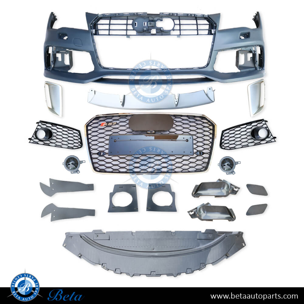 Front bumper assembly upgrade to 2015 RS7 look for Audi A7 2011-2014 models, Part Number 4G8807065AR