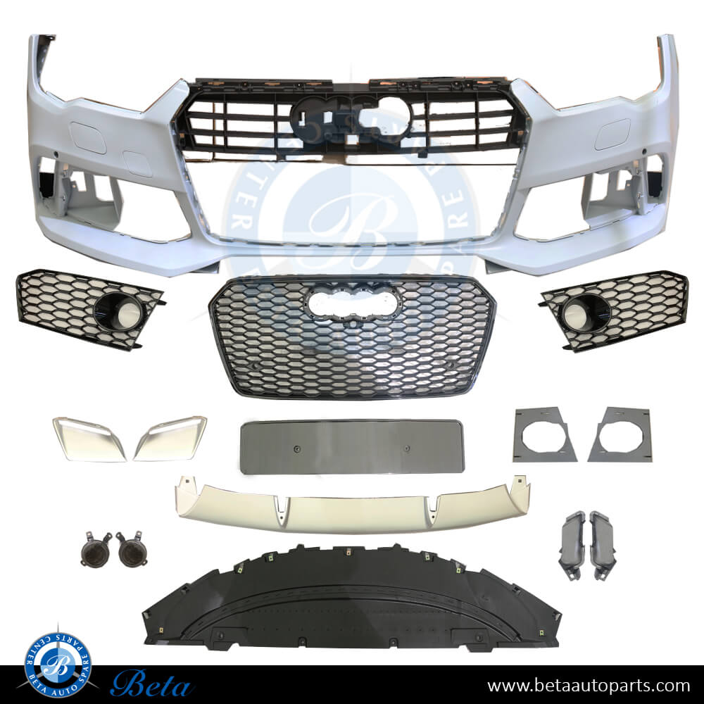 Front Bumper Assembly with Radiator Grille RS7 Look for Audi A7 2015-2017 models, Part Number 4G8807065BR