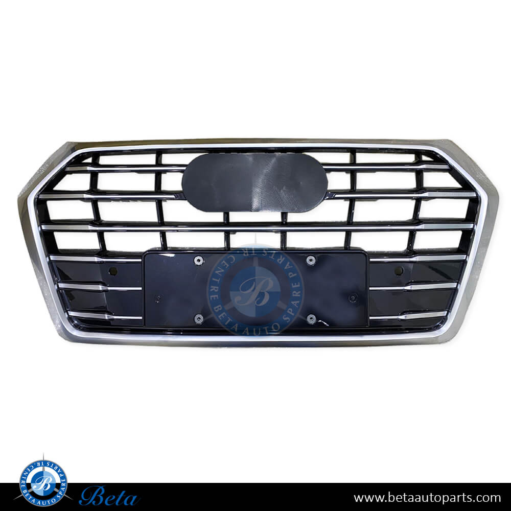 Grille Black and Chrome color for Audi Q5 S-Line 2018-2020 models, Part Number 80A853651JRN4