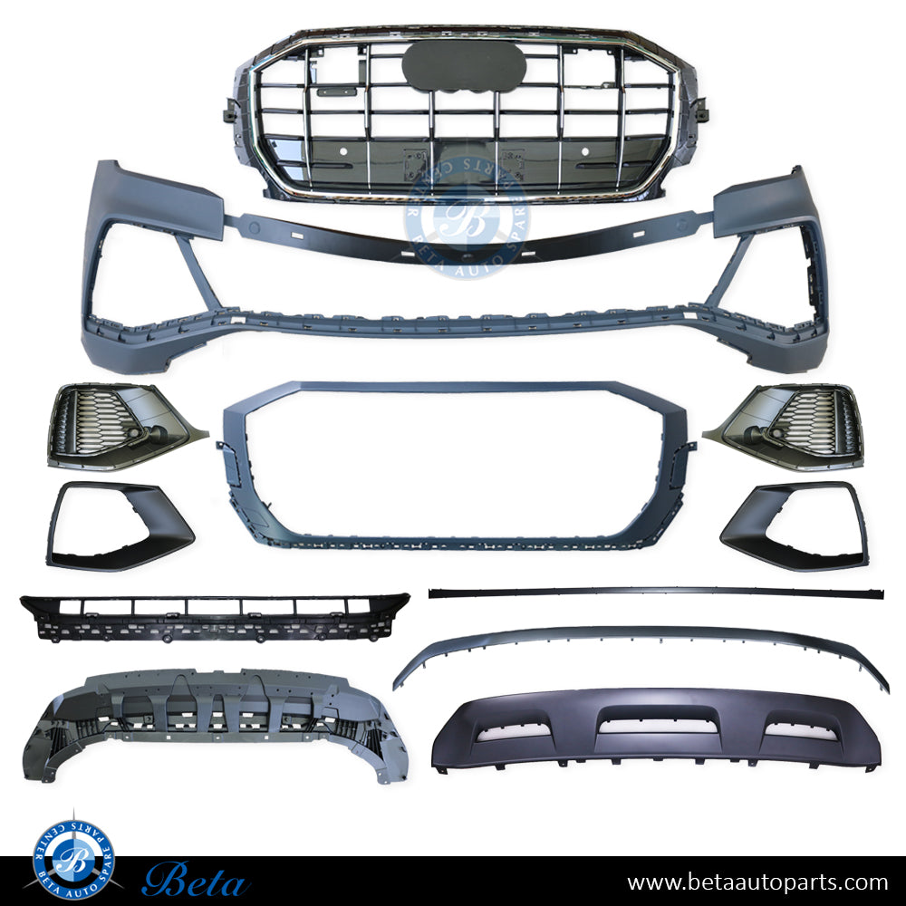 Front Bumper assembly for Audi Q8 S-Line 2019-Up models, Part Number 4M8807065B