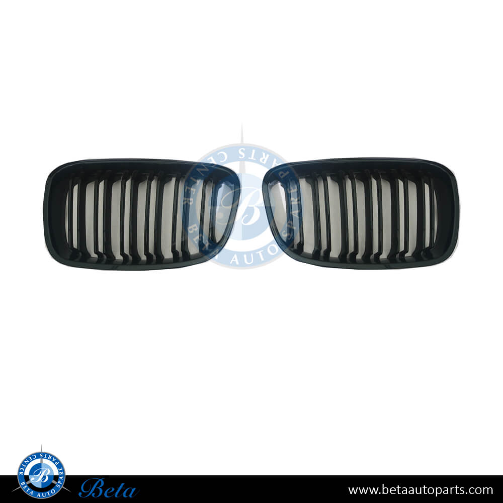 Grille M2 Look Bright Black Set for BMW 1 Series F20 2012-up models, Part Number 51137262117/51137262118