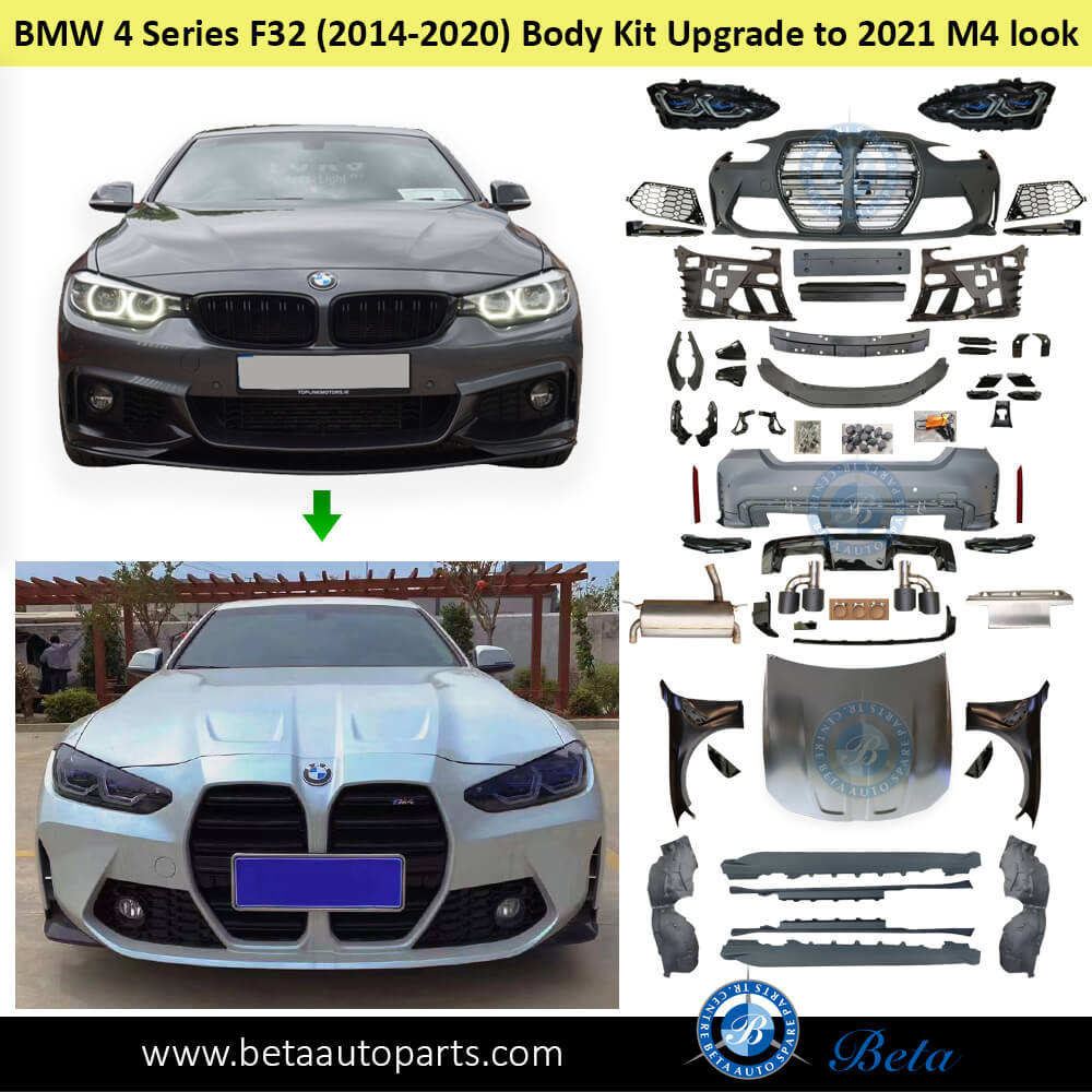 Body Kit Conversion Upgrade to 2021 M4 Look - 2 Door for BMW 4 Series F32 2014-2020 models Front Side