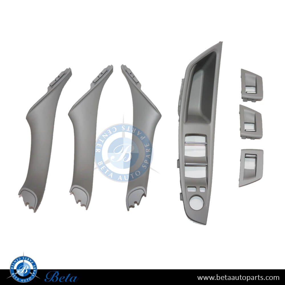 Door Handle Set Gray color for BMW 5 Series F10 2010-2016 models, Part Number 51417225855 / 51417225856 / 51417225877