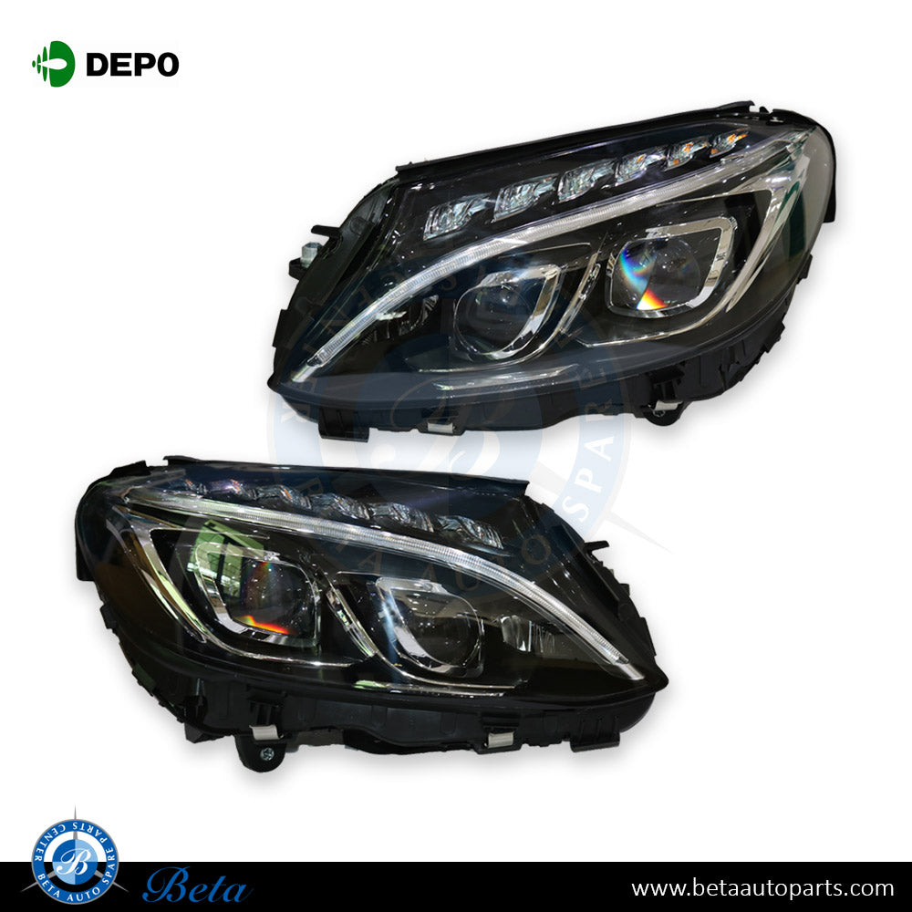 Headlamp Upgrade from Normal to Dynamic LED Look Set for Mercedes C-Class W205 Europe Type 2015-2018 models