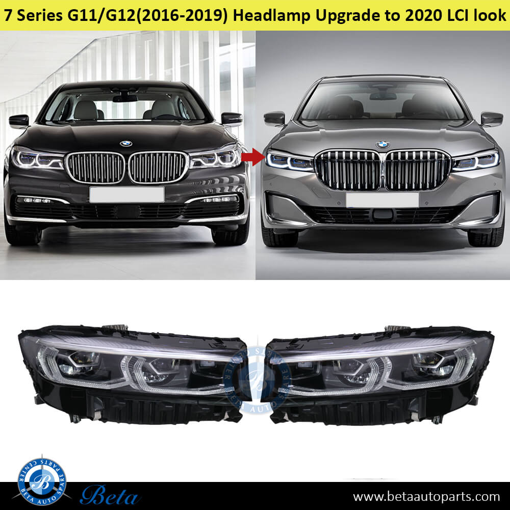 BMW 7 Series G11/G12 (2016-2019), Headlamp Upgrade from Adaptive LED to 2020 LCI look, China, 63117408715 / 63117408716