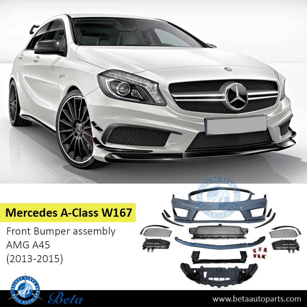 Mercedes A-Class W176 (2013-2015), Front Bumper assembly AMG A45 with PDC and Washer, Taiwan, 1768853525