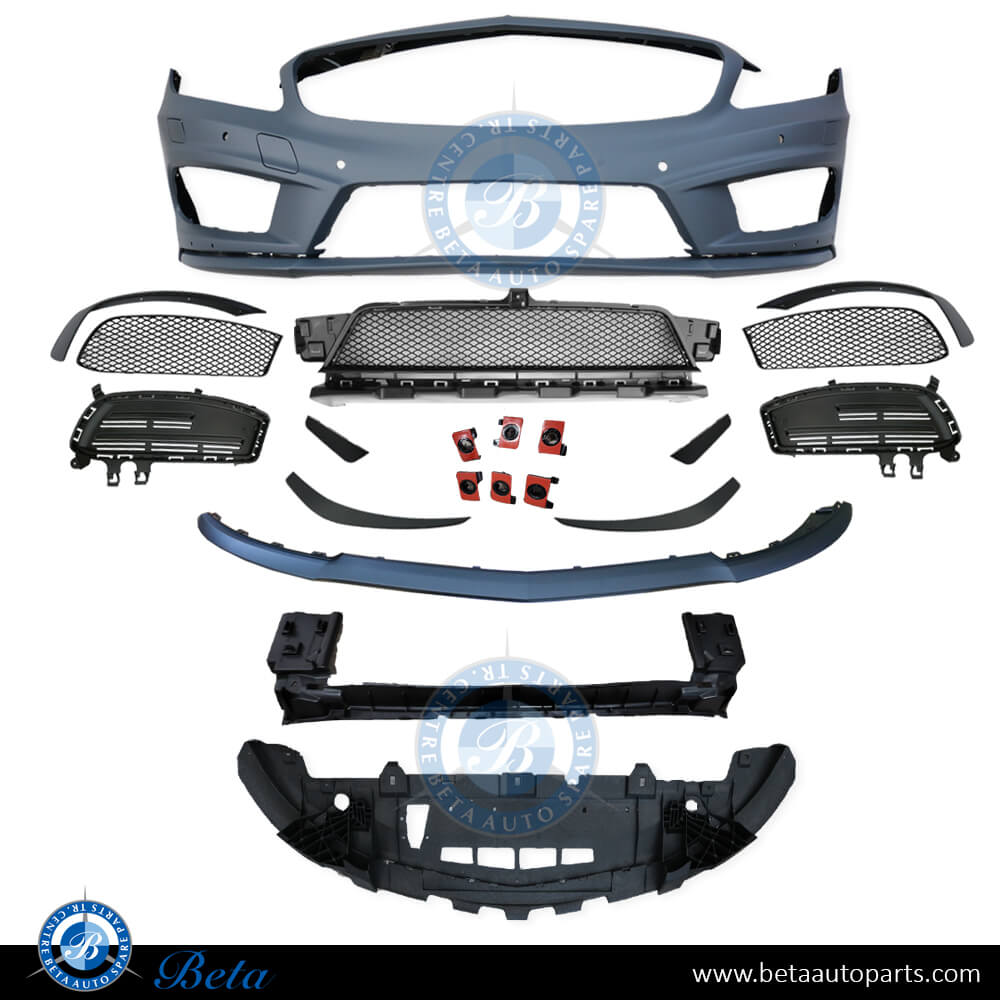 Front Bumper assembly AMG A45 with PDC and Washer for Mercedes A-Class W176 2013-2015 models, Part Number 1768853525