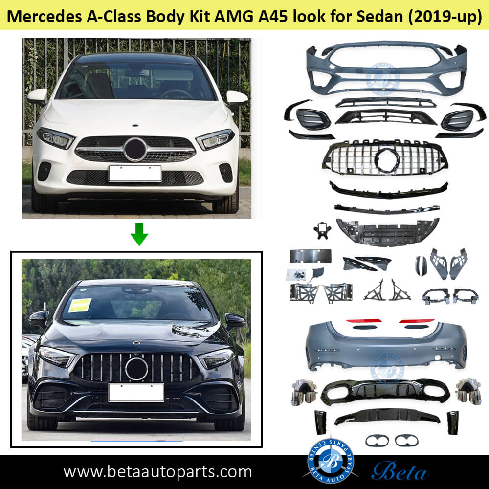 Body kit AMG A45 look for sedan for Mercedes A-Class W177 2019-Up models