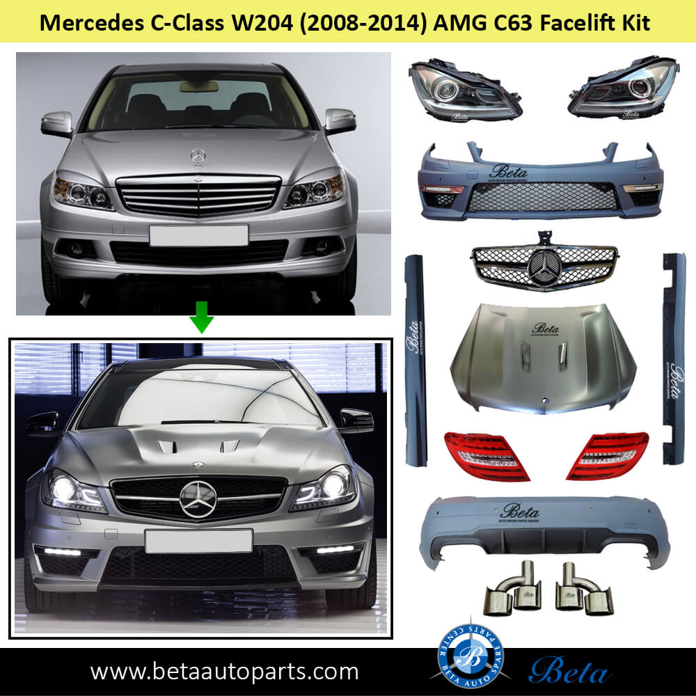 AMG C63 Facelift Conversion Kit for Mercedes C-Class W204 2008-2014 models