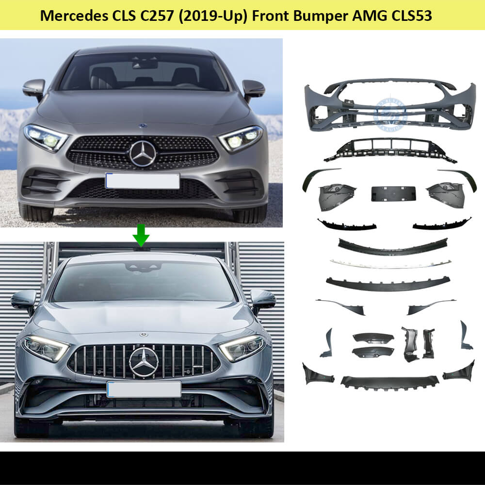 Mercedes CLS-Class C257 (2019-Up), Front Bumper AMG CLS53 with Park Assist, China, 2578807802