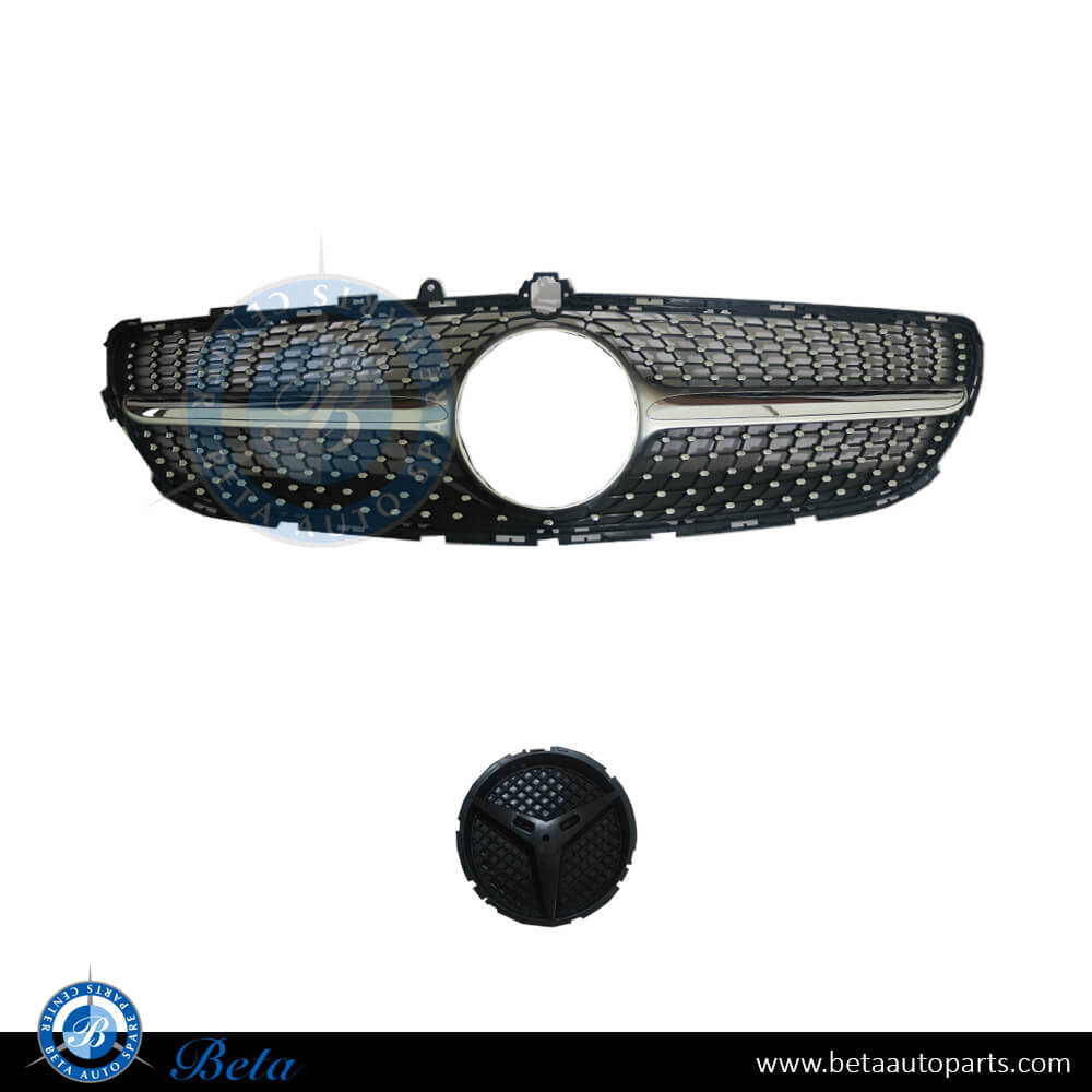 Grille Assembly Diamond Look with Camera Hole for Mercedes CLS-Class W218 2015-2018 models, Part Number 2188850722