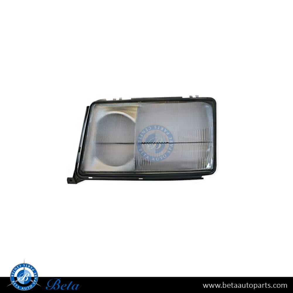 Left Side Headlamp Lens for Mercedes E-Class W124 1986-1989 models, Part Number 1248205166