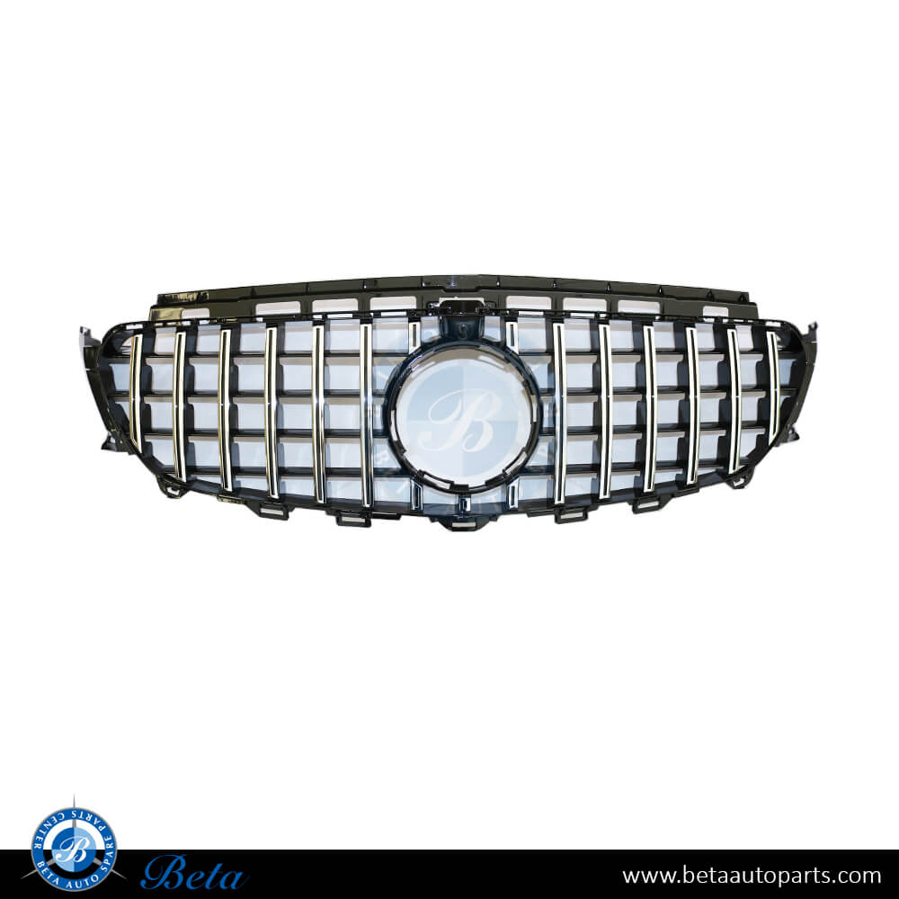 Grille GT Look with Camera Hole Black and Chrome color for Mercedes E-Class W213 2017-up models, Part Number 2138881A23