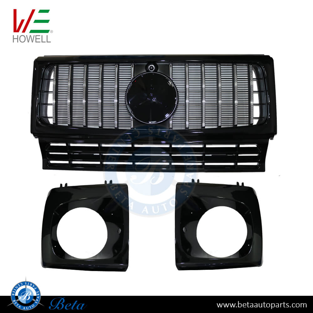 Grille GT Style with Headlamp Frame Black Color for Mercedes G-Class W463 2014-2016 models, Part Number 4638881A00