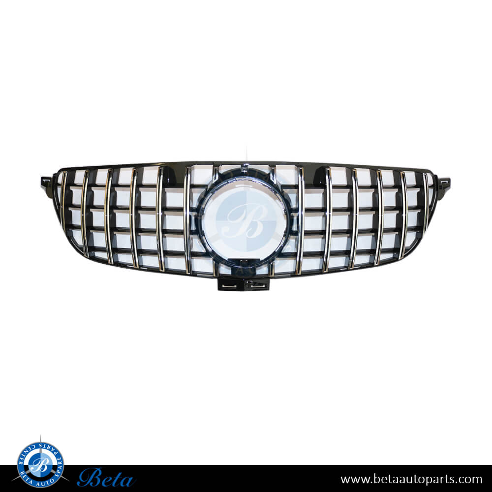 Grille GT Look Black and Chrome color for Mercedes GLE-Class W166 2015-2018 models, Part Number 1668881A60