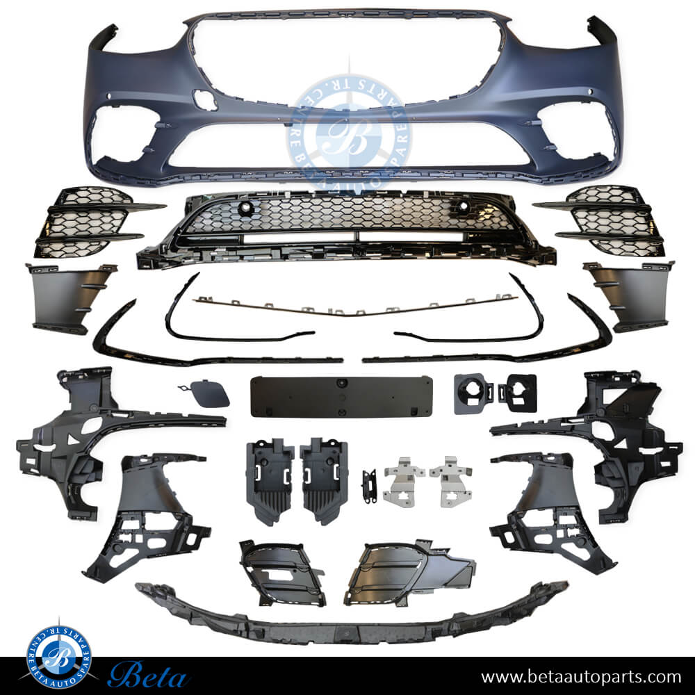 Front Bumper Normal AMG Black Color for Mercedes S-Class W223 2021-Up models, Part Number 2238805801