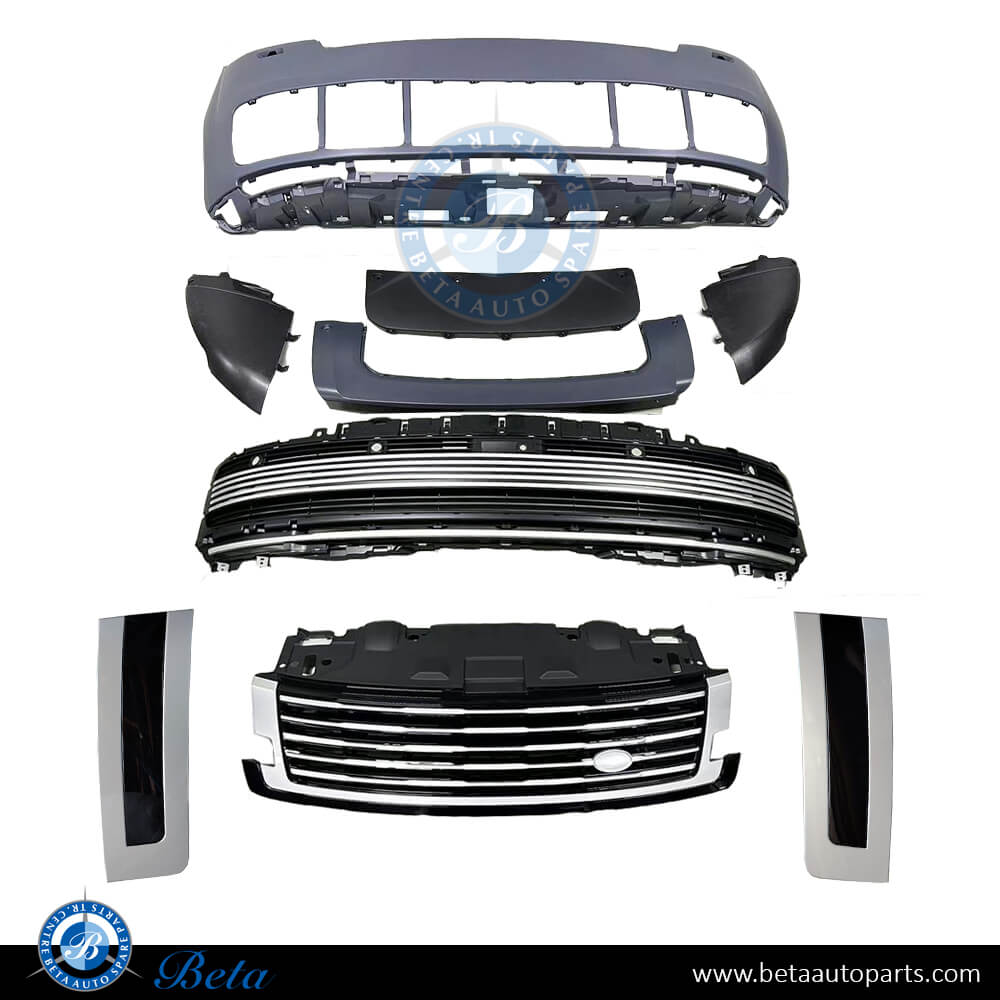 Front Bumper SV Look Silver Color for Range Rover Vogue 2023-Up models, Part Number LR165109