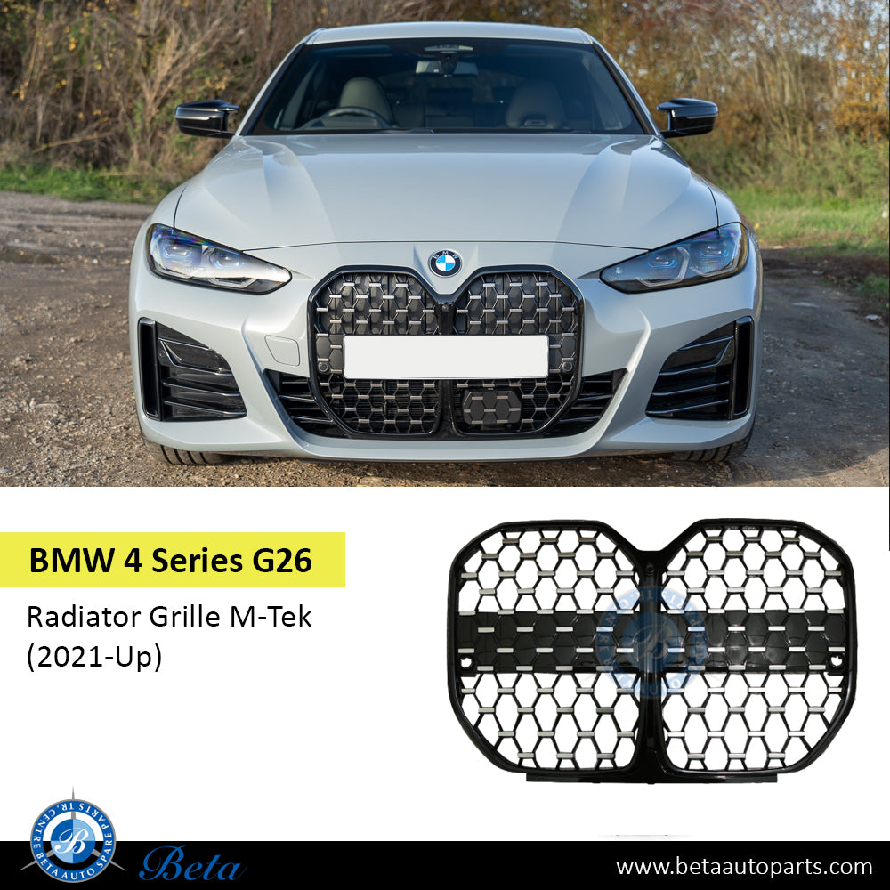 Radiator Grille M-Tek Look with Camera Hole Black and Chrome color for BMW 4 Series G26 2021-Up models, Part Number 51139466877