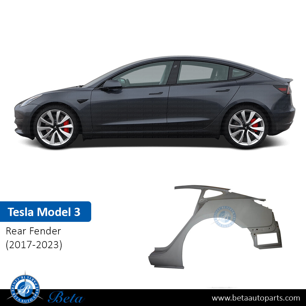 Tesla Model 3 (2017-2023), Rear Fender (Left), China, 1073677-S0-B