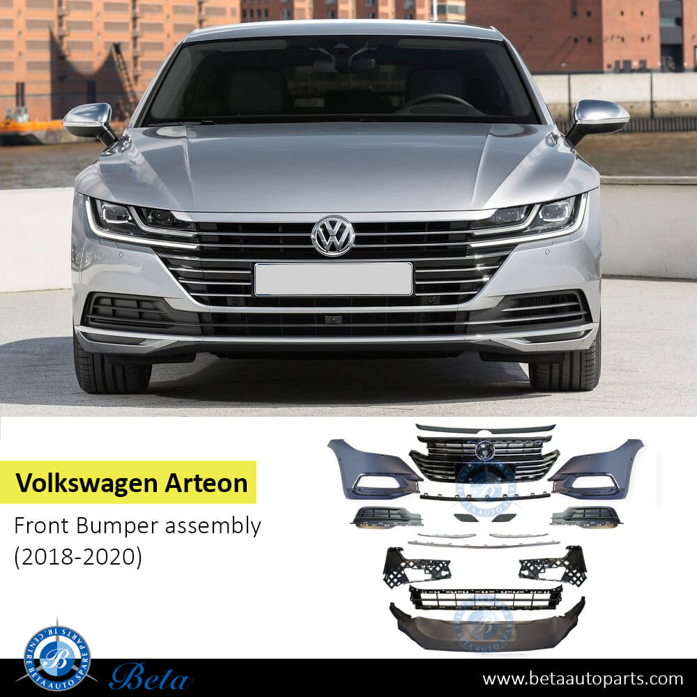 Volkswagen Arteon (2018-2020), Front Bumper assembly with PDC and Washer, China, 3G8807013B / 3G8807014B